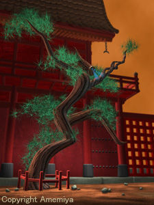 �u�l�Ԓ뉀�v�V���[�Y�h���������h
�ߏ��ɂ���A�^���B�Ԃ���̎�O�ɂ͗΂̐��̖؁B
��������̈͂�����o�������Ă���L�����N�^�[��
�����āA�|�[�Y���Ƃ点�Ă݂܂����B