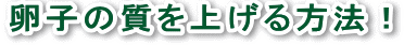 卵子の質を上げる方法