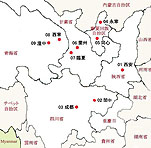 中国西部の地図