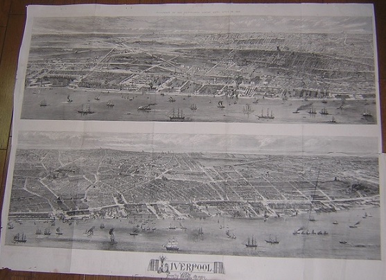 1865年　リヴァプール市街鳥瞰図