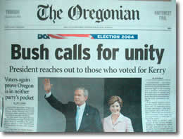 オレゴンの地元紙”The Oregonian”の一面