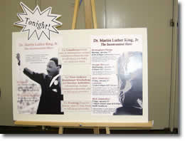 ウィラメット大学で開催された「MLK Day」のレセプションの表示板