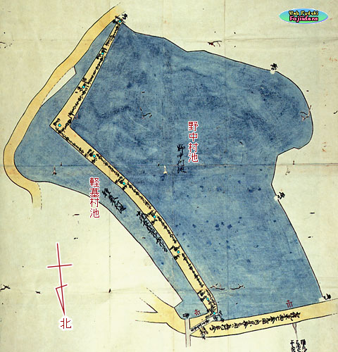 9)中堤が描かれた芦ヶ池分割の絵図