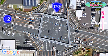 ⑤ 真上から見た沢田交差点と沢田歩道橋