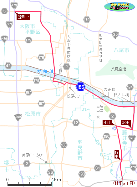① 府道１８６号の経路と接続関係