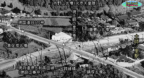 ⑦ 土師ノ里駅の上を通る枚方富田林泉佐野線(南西より)