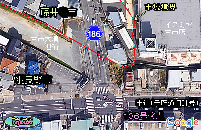 ② 府道１８６号終点付近の様子