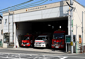 柏原羽曳野藤井寺消防組合消防署藤井寺分署(西より)