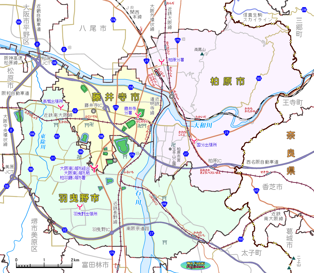 柏原羽曳野藤井寺消防組合管内図