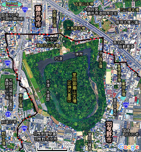 ④ 真上から見た誉田御廟山古墳