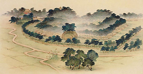⑳ 修陵前の応神天皇陵絵図(北東から見た図)