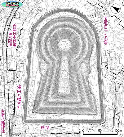 ⑧ 仲津山古墳のレーザー測量による等高線図