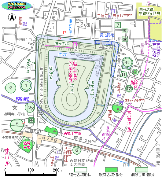 ⑧ 土師ノ里駅周辺の古墳分布