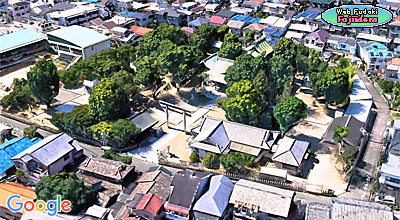 2) 伴林氏神社疑似鳥瞰写真(南東より)