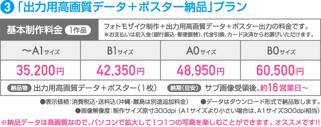 制作料金／データとポスター納品