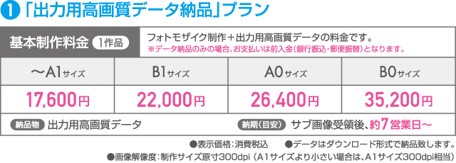 制作料金／データ納品