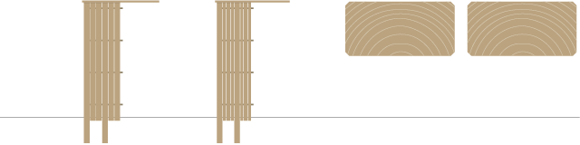 木の塀、縦格子のウッドフェンス、木べえさん 図。42×85角 平並べの目隠しフェンス シリーズ