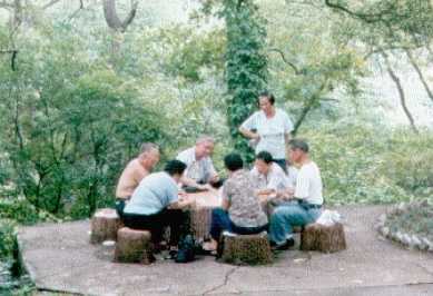 公園内で札遊びに熱中。絶対金かけてるな。(-_☆)キラリ