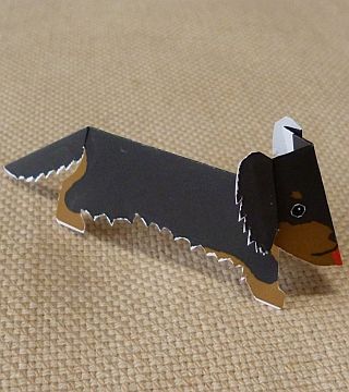 paper dog, Dachshund-black long coat