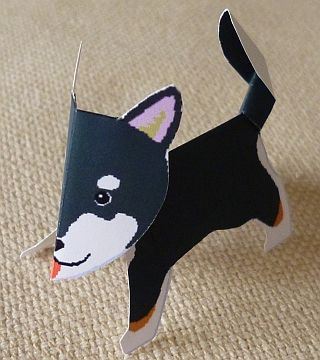 paper dog, shiba-black