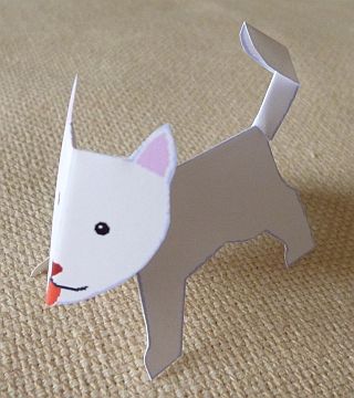 paper dog, shiba-white