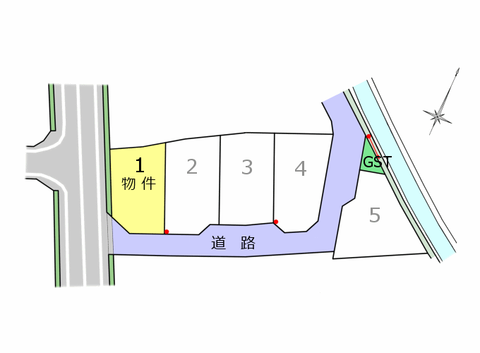 児島下の町5丁目分譲地の区画図