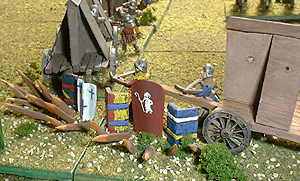 Wagon laager with stakes