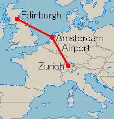 Route Map: Zurich - Edinburgh
