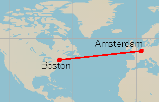 Route Map: Amsterdam - Boston