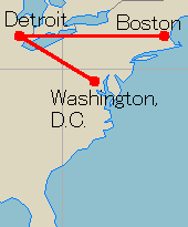 Route Map: Boston - Detroit - Washington, D.C.