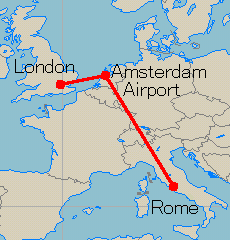 Route Map: London - Rome