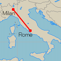 Route Map: Rome - Milan