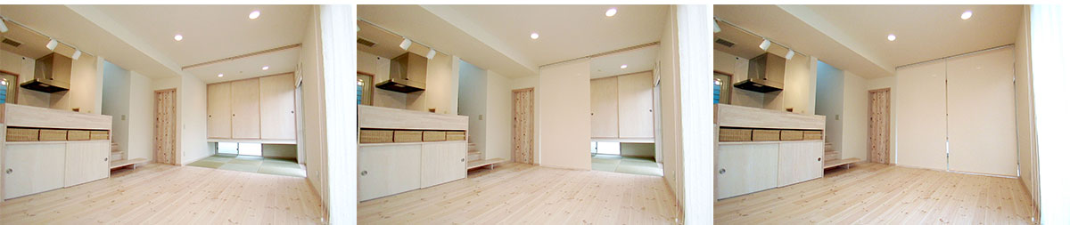 可動間仕切りのある和室