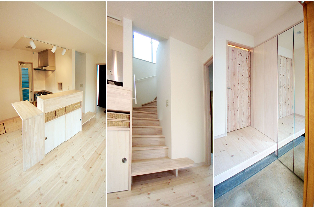 コンパクトキッチン 大きな姿見