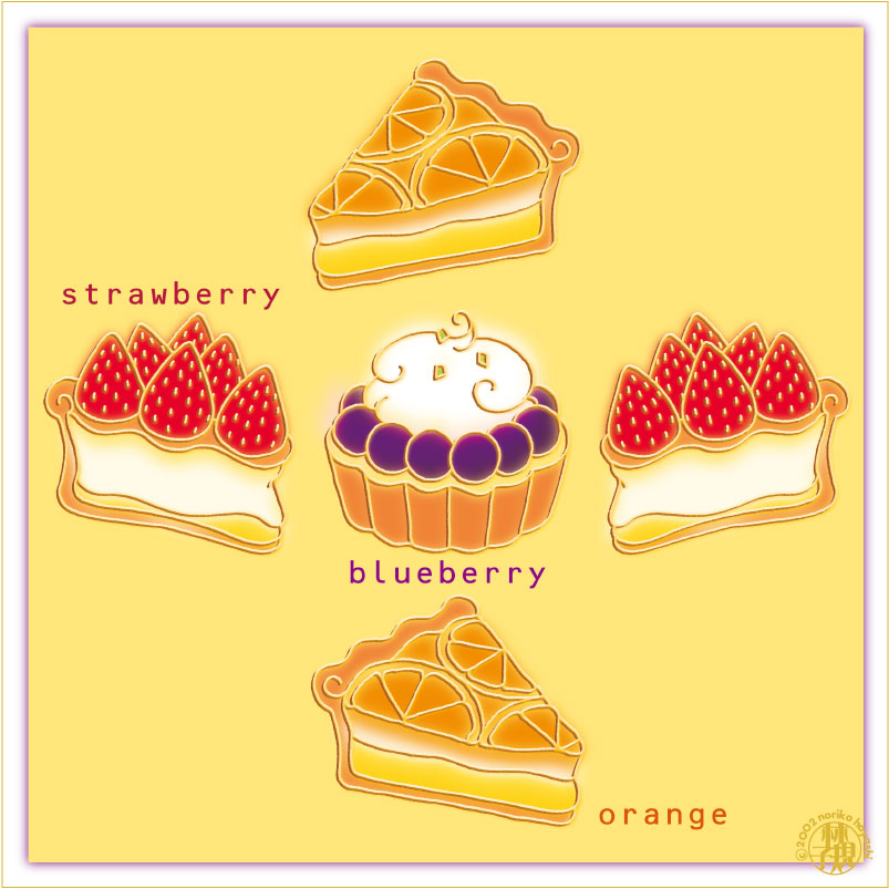 どちらにしましょう。ストロベリー、ブルーベリー、オレンジがあります。