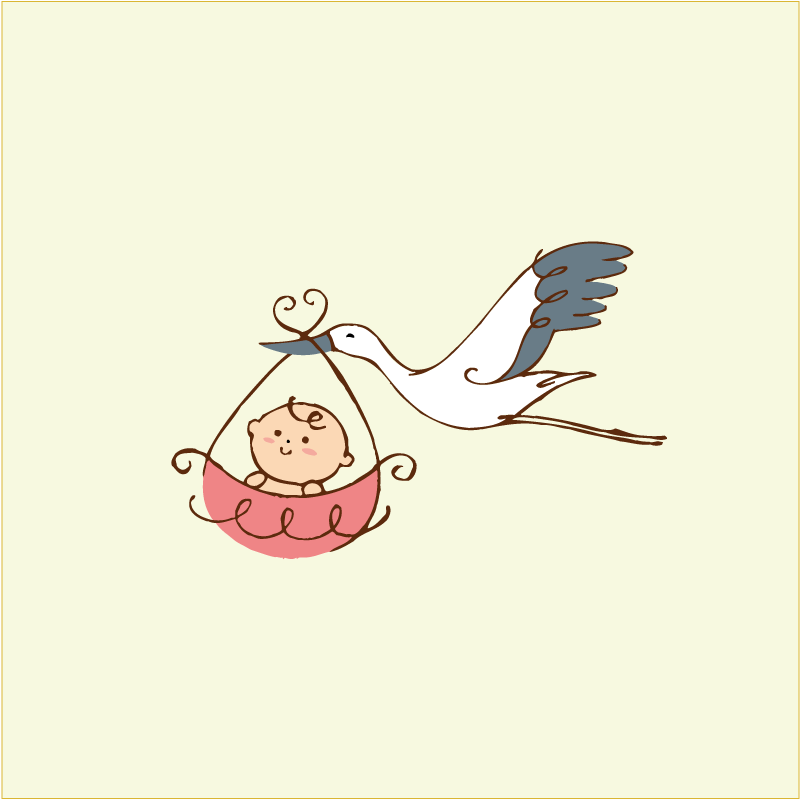 赤ちゃん届けるコウノトリ
