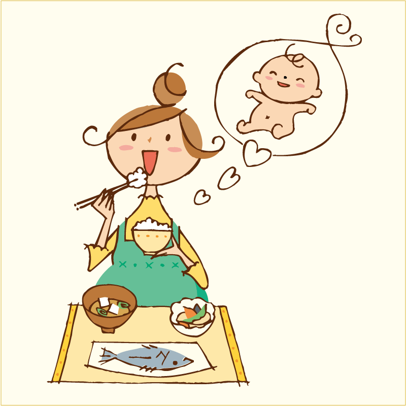 ママは赤ちゃんの分も、モリモリ食べる