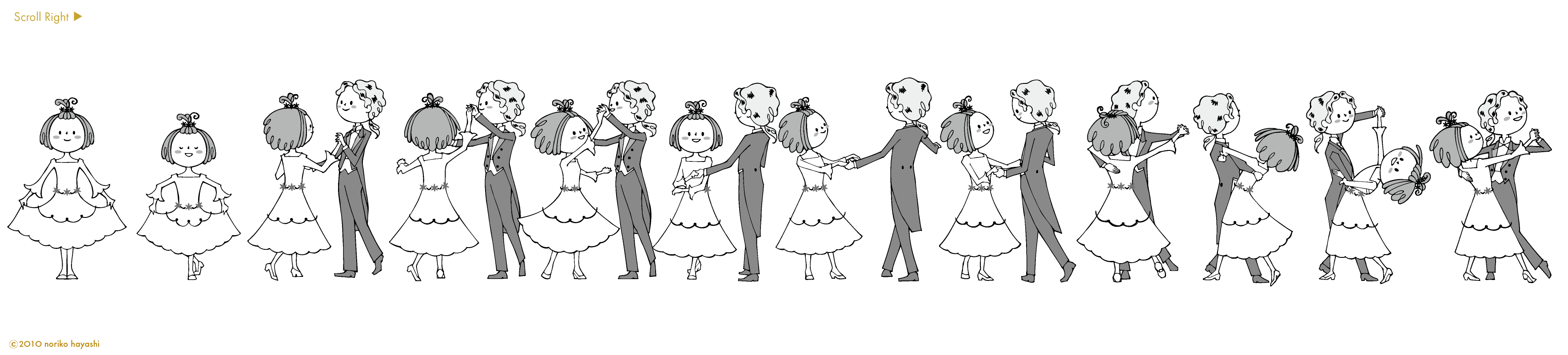 初めての舞踏会。ドキドキしながら、ダンスのステップ。軽やかに。