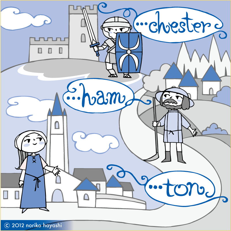 イラスト ...chester 砦　...ham村落　...tonは街