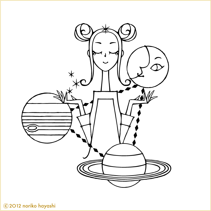 木星と土星とお月様のトライアングル。その中で瞑想するわたし。パワーを授けてもらいます。
