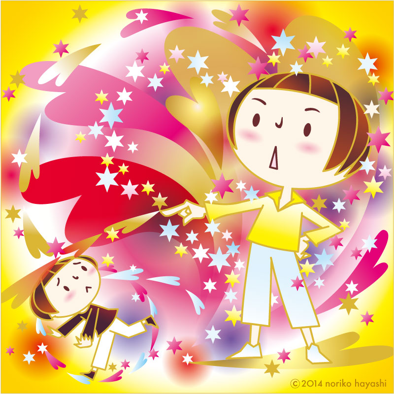 イラスト 人に嫌われても構わない。自分の中のいい人を追い出そうとする、ズバズバもの言う「りょうっぺ」が巨大化してしまいました。