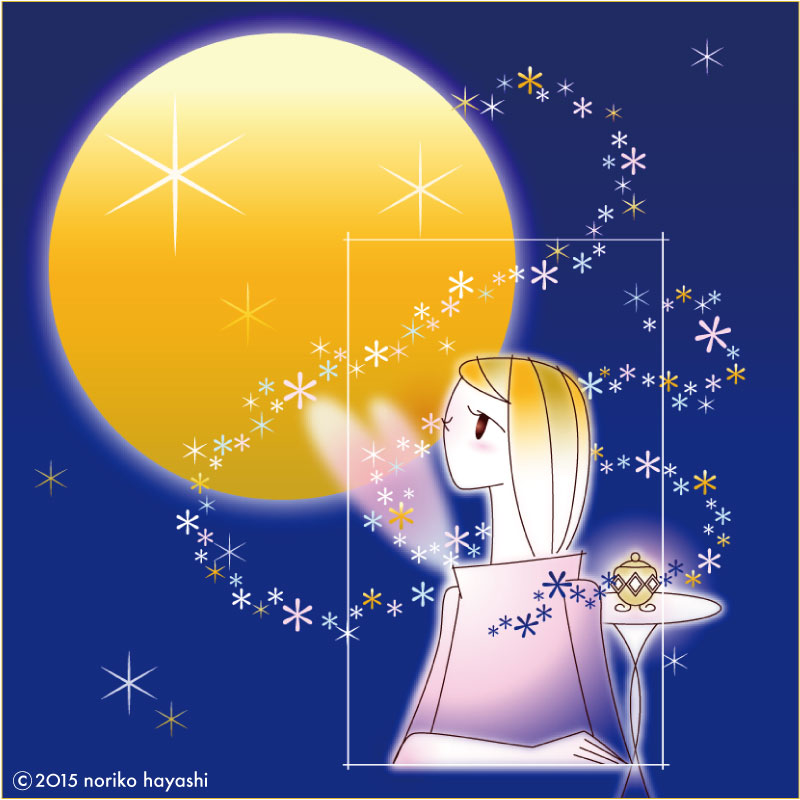 イラスト がむしゃらに走り続けていたならばいつか壊れてしまいます。今宵はお月様を見上げてみませんか。