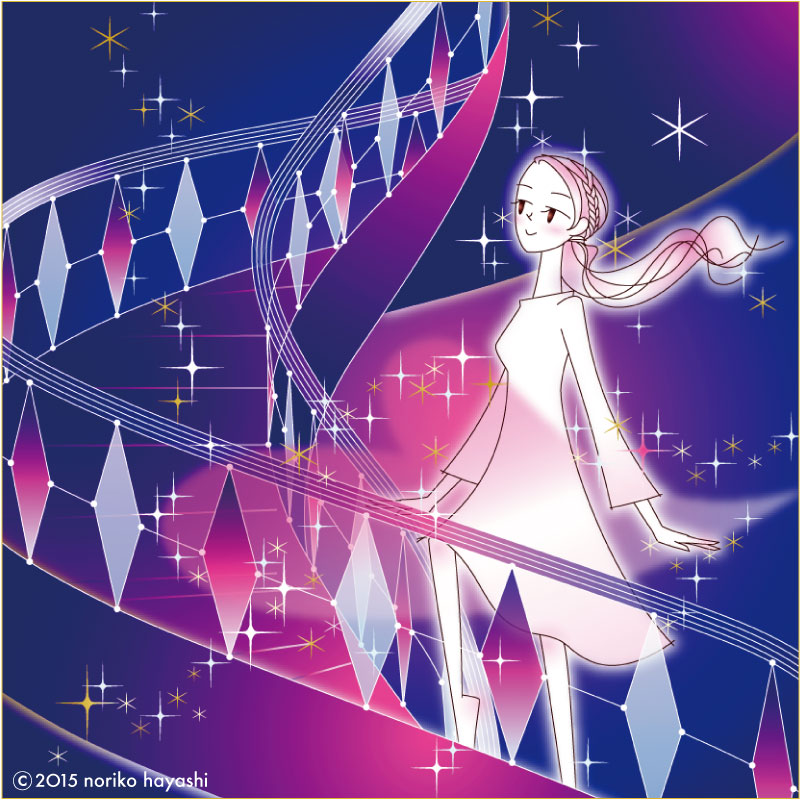 イラスト どこまでも続く螺旋階段。自分の夢を掴みに行く。胸張って１歩１歩昇り続けるの図。