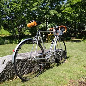 芝生に自転車