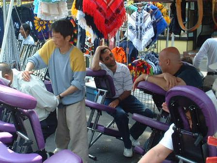 Guys taking massage
