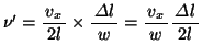 $\nu'=\bun{v_x}{2l}\times \bun{\varDelta l}{w}=\bun{v_x}{w}\bun{\varDelta l}{2l}$