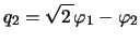 $q_2=\kon{2}\varphi_1-\varphi_2$