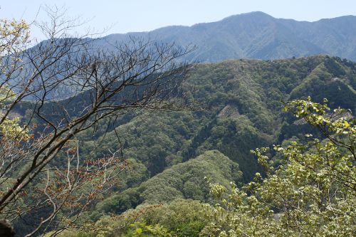入道丸の上に焼山(左)と黍殻山