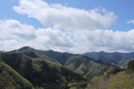 桜井峠を越えて阿夫利山(左)を眺める