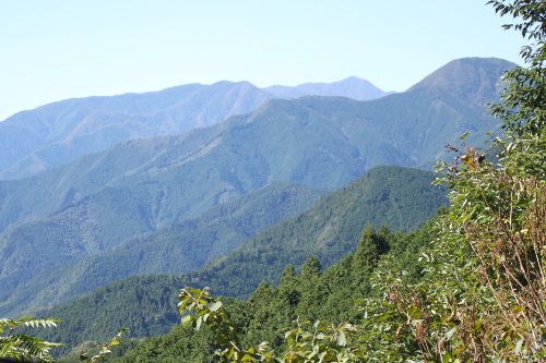 岩茸石山に向かう途中で本仁田山の肩から鷹ノ巣山と六ツ石山